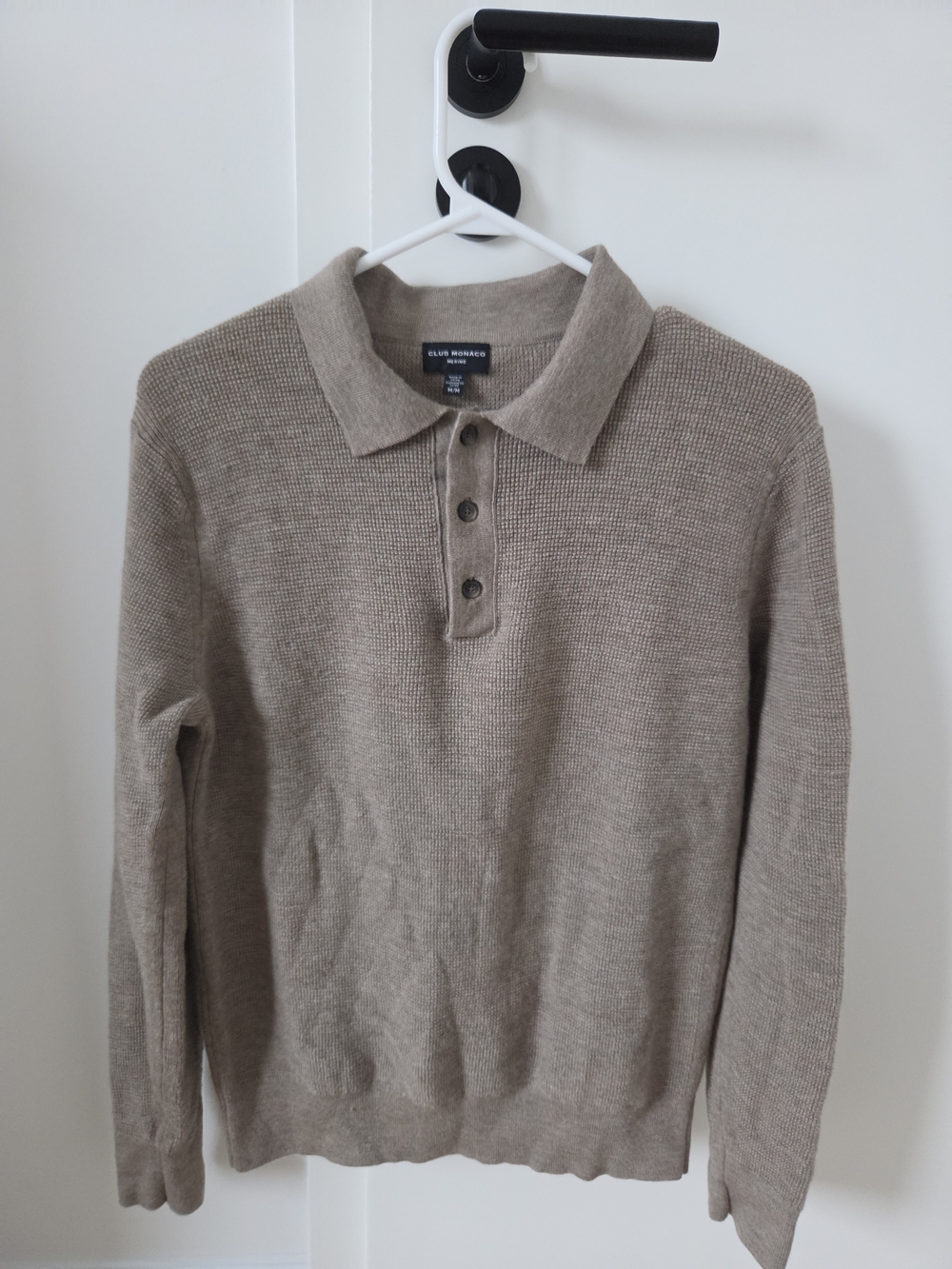 Club Monaco Taupe Knit Polo Sweater